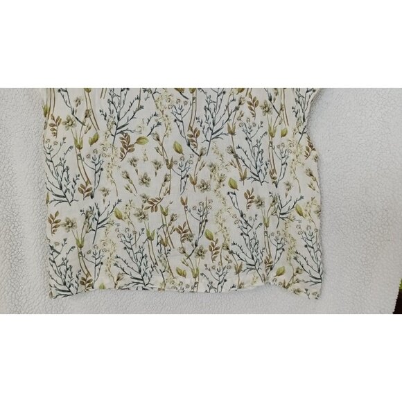Cynthia Rowley Size XL Cap Sleeves 100% Linen Shirt Box Top Floral Print Cream - Picture 4 of 12